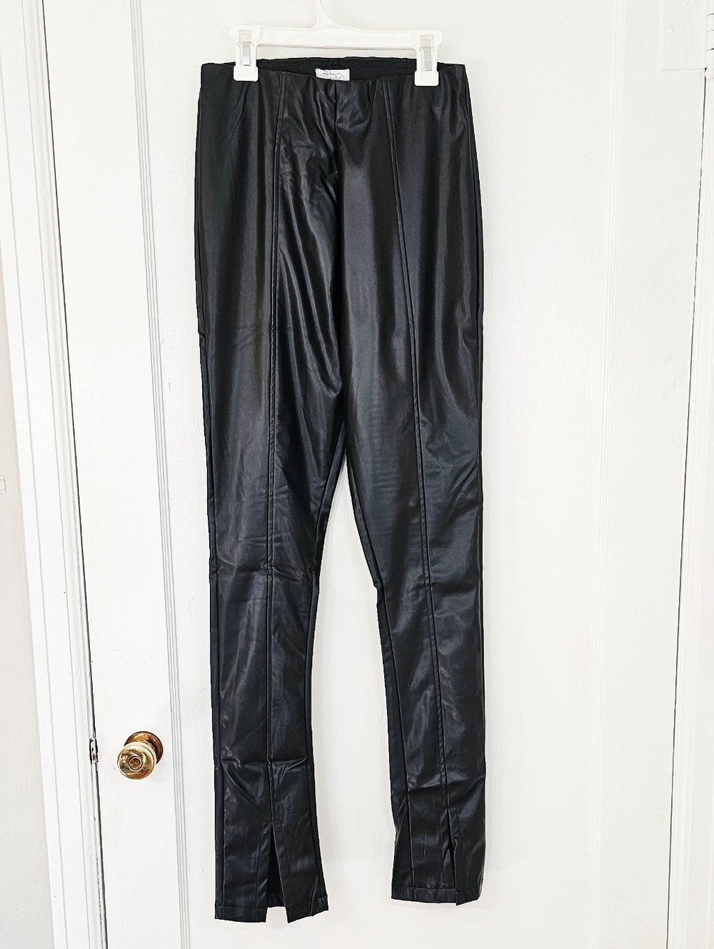 High Rise Black Skinny Slit Pants